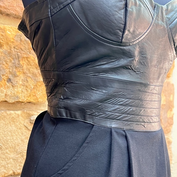 Lucy & Co Strapless Faux Leather Top Cocktail Mini Dress - Size M - Picture 2 of 3